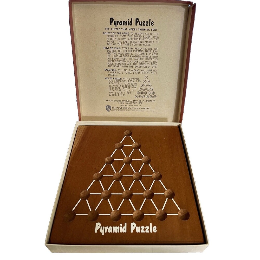 Vintage Crestline Manufacturing Co. Pyramid Brain Teaser Wooden Board No Marbles